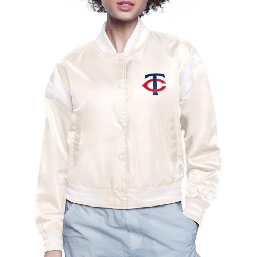 Minnesota Twins Printed Logo Varsity Satin Jacket - Image 2