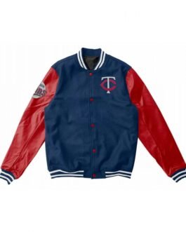 Minnesota Twins Blue and Red Wool/Leather Letterman Jacket
