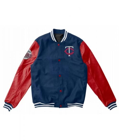 Minnesota Twins Blue and Red Wool/Leather Letterman Jacket