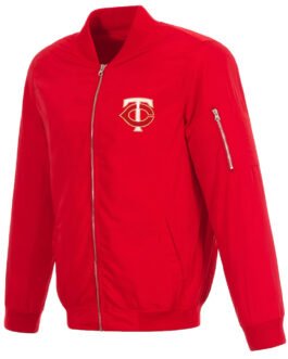 Red Minnesota Twins Nylon Bomber Jacket