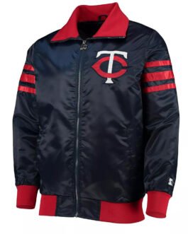 Navy The Captain II Minnesota Twins Varsity Satin Jacket