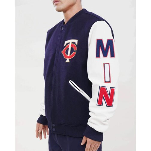 Minnesota Twins Letterman Navy and White Jacket - Image 6