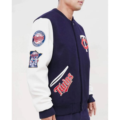 Minnesota Twins Letterman Navy and White Jacket - Image 5