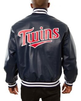 Varsity Minnesota Twins Navy Blue Leather Jacket
