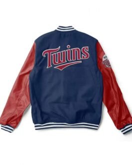 Minnesota Twins Blue and Red Wool/Leather Letterman Jacket