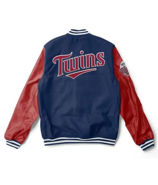 Minnesota Twins Blue and Red Wool/Leather Letterman Jacket - Image 2