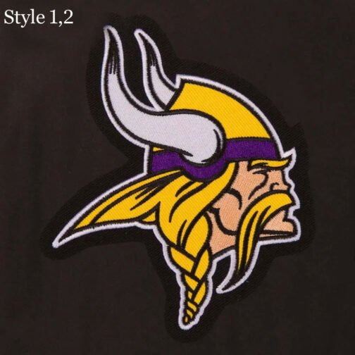 Minnesota Vikings Varsity Black Wool and Leather Jacket - Image 7