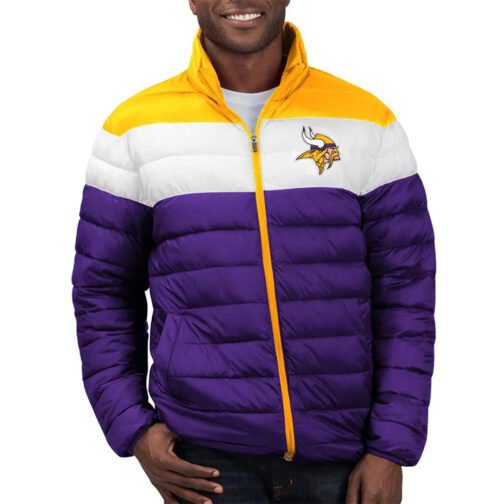 Minnesota Vikings Color Block Quilted Jacket