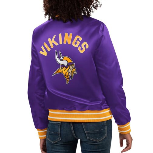 Minnesota Vikings Full Count Purple Satin Jacket - Image 2