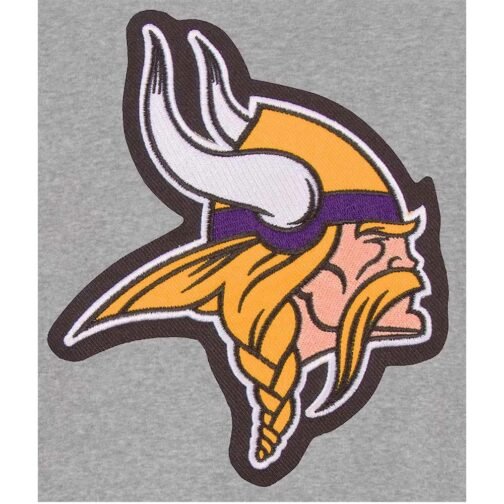 Minnesota Vikings Gray and Black Varsity Wool Jacket - Image 4