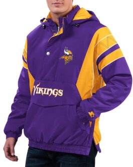 Home Team Minnesota Vikings Purple/Gold Half-Zip Hoodie Jacket