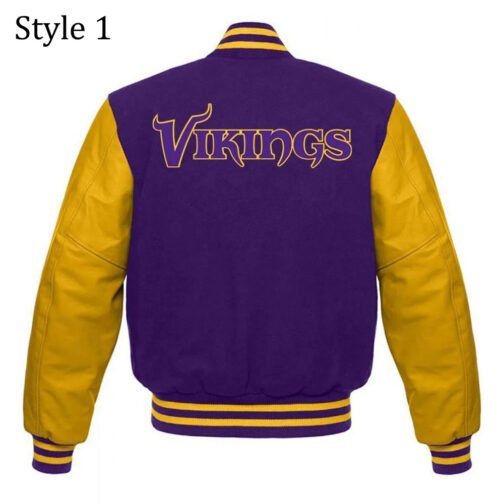Minnesota Vikings Purple and Yellow Letterman Jacket - Image 3