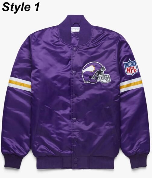 Starter Bomber Minnesota Vikings Purple Satin Jacket