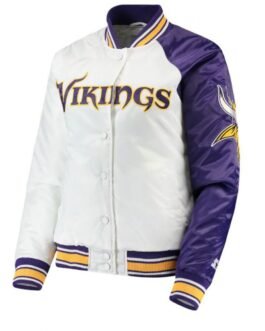 Minnesota Vikings Starter Satin White and Purple Jacket