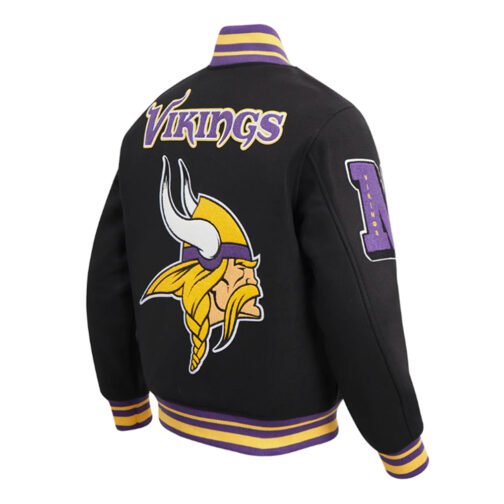 Minnesota Vikings Mashup Classic Rib Varsity Wool Jacket - Image 4