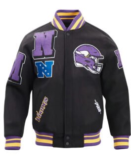 Minnesota Vikings Mashup Classic Rib Varsity Wool Jacket
