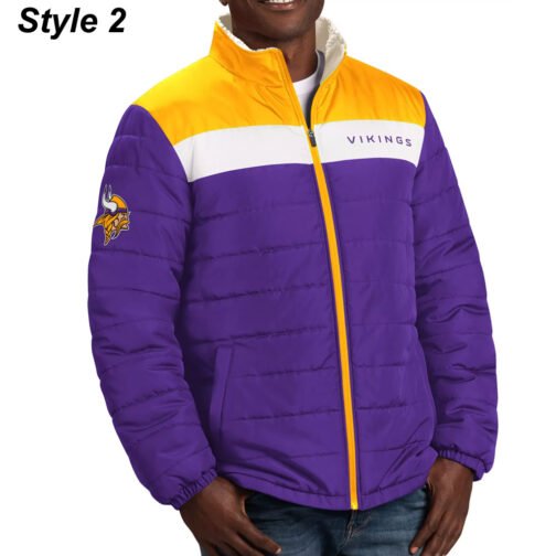 Puffer Minnesota Vikings Purple and Yellow Jacket - Image 2
