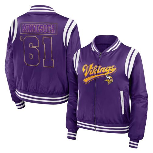 Minnesota Vikings Purple Bomber Full-Zip Jacket - Image 3