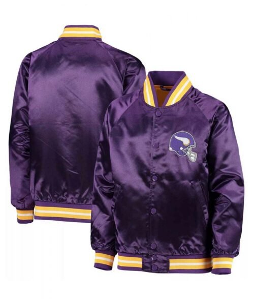 Minnesota Vikings Purple Satin Full-Snap Jacket - Image 3