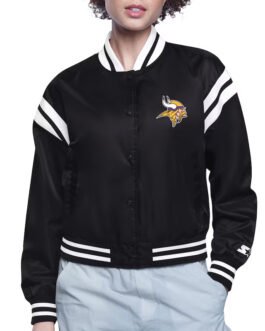 Minnesota Vikings Printed Logo Varsity Satin Jacket