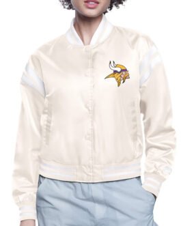 Minnesota Vikings Printed Logo Varsity Satin Jacket