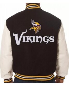 Minnesota Vikings Varsity White and Black Jacket