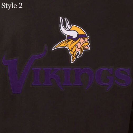 Minnesota Vikings Varsity Black Wool and Leather Jacket - Image 6