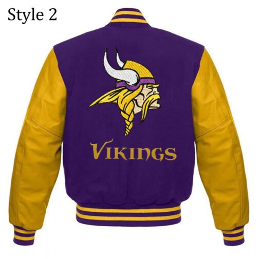 Minnesota Vikings Purple and Yellow Letterman Jacket - Image 4