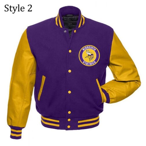 Minnesota Vikings Purple and Yellow Letterman Jacket - Image 2