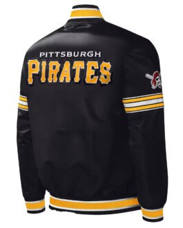 Pittsburgh Pirates Midfield Black Varsity Satin Jacket