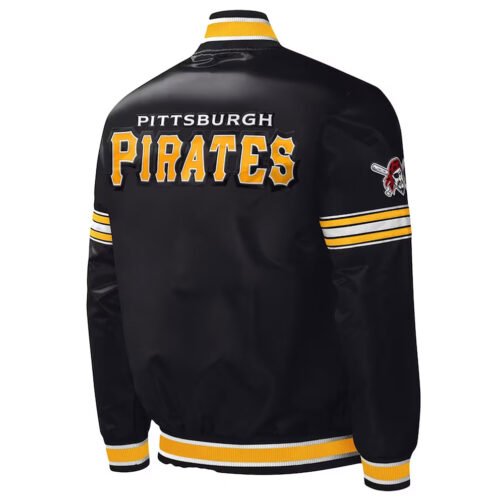 Pittsburgh Pirates Midfield Black Varsity Satin Jacket - Image 2