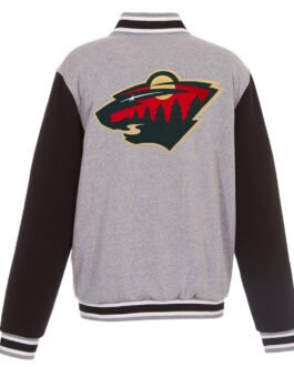 Minnesota Wild Gray and Black Varsity Wool Jacket