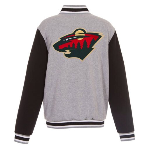 Minnesota Wild Gray and Black Varsity Wool Jacket - Image 2