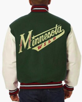 Varsity Minnesota Wild Green and White Two-Tone Jacket