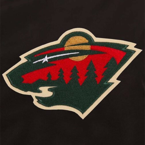 Black Minnesota Wild Lightweight Nylon Bomber Jacket - Image 3