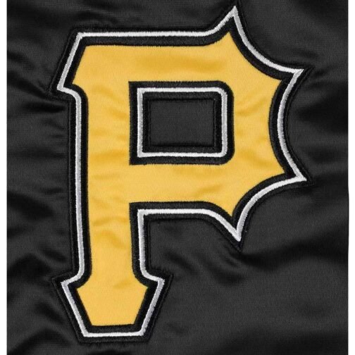 Pittsburgh Pirates Midfield Black Varsity Satin Jacket - Image 4