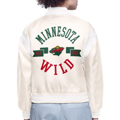 Minnesota Wild Printed Logo Varsity Satin Jacket - Image 4