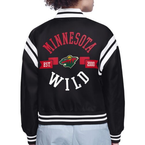 Minnesota Wild Printed Logo Varsity Satin Jacket - Image 3