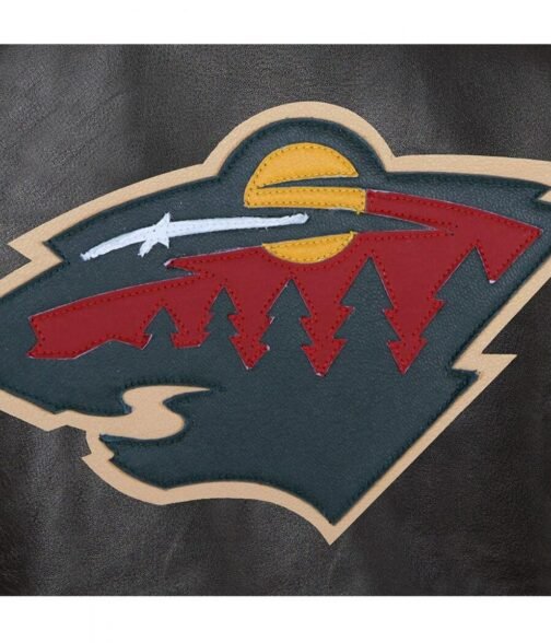 Varsity Minnesota Wild Black Leather Jacket - Image 3