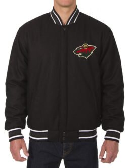 Varsity Minnesota Wild Black Wool Jacket