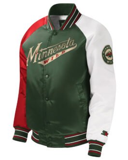 Green Youth Minnesota Wild Varsity Satin Jacket