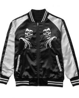 Varsity Misfits Black and Gray Satin Jacket