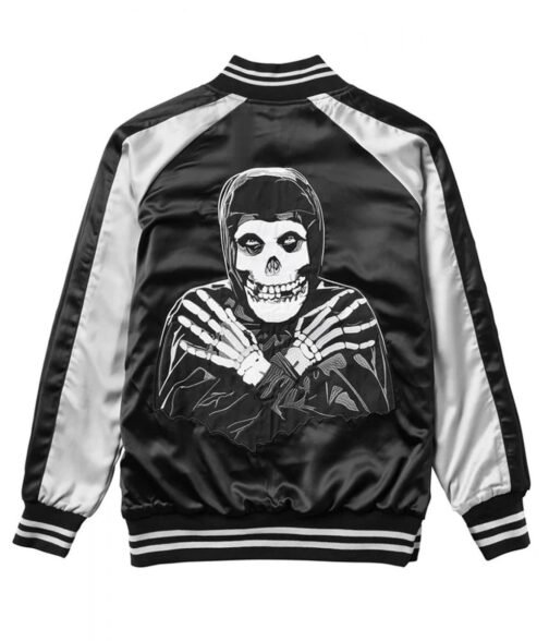 Varsity Misfits Black and Gray Satin Jacket - Image 2
