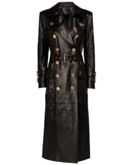 Mary J Blige Power Book II Ghost Double Breasted Black Leather Coat