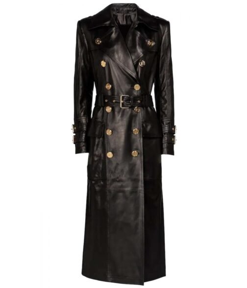 Mary J Blige Power Book II Ghost Double Breasted Black Leather Coat