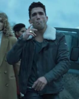 Jaime Lorente Money Heist S04 Brown Leather Jacket with Fur Collar