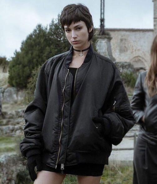 Money Heist Ursula Corbero Bomber Black Jacket - Image 2