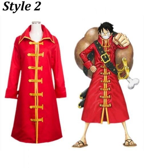 Monkey D. Luffy One Piece Cotton Red Coat - Image 2