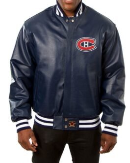Varsity Montreal Canadiens Navy Blue Leather Jacket
