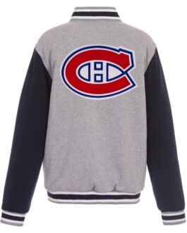 Montreal Canadiens Gray and Black Varsity Wool Jacket